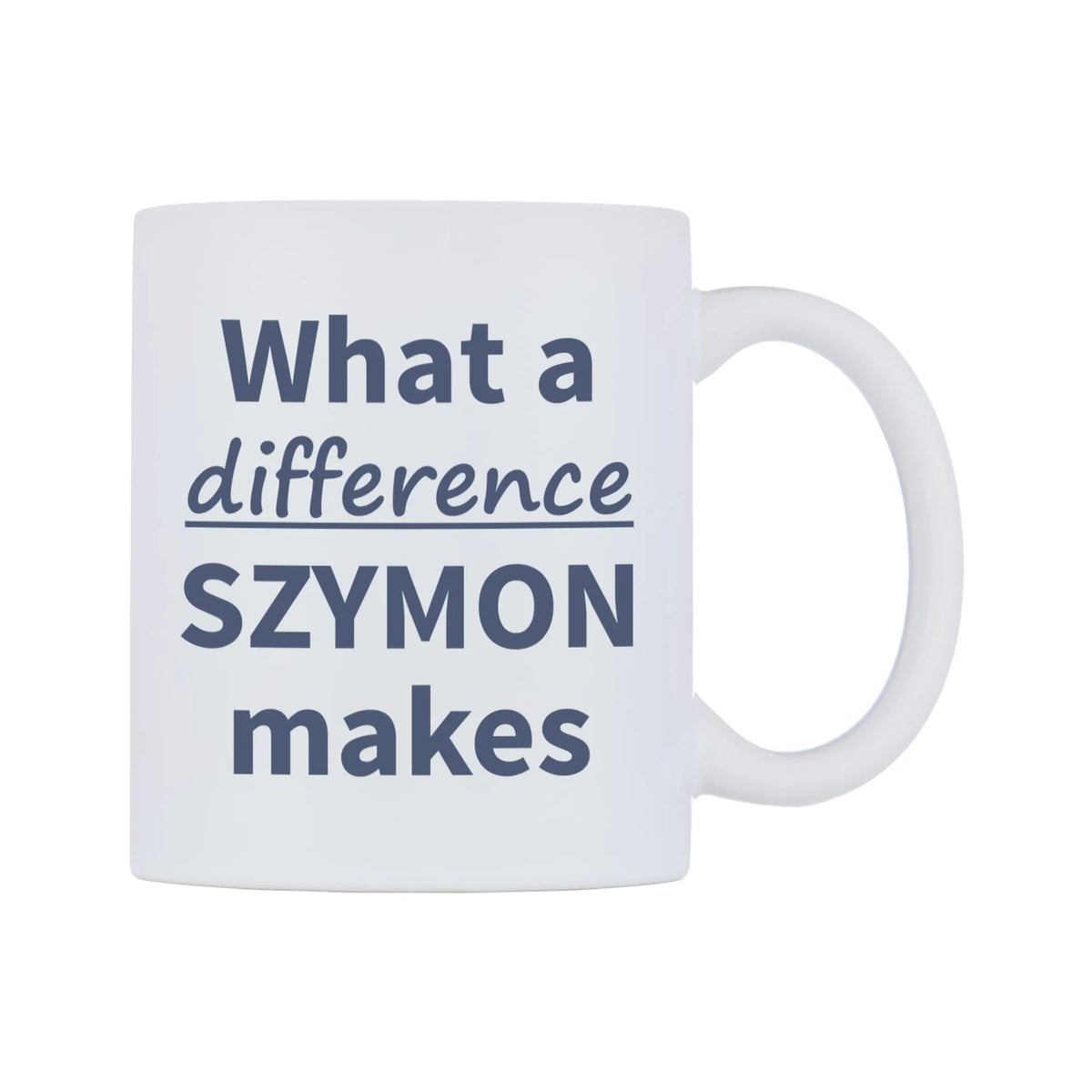 What a difference SZYMON makes Mug — mug, left side, on a white background