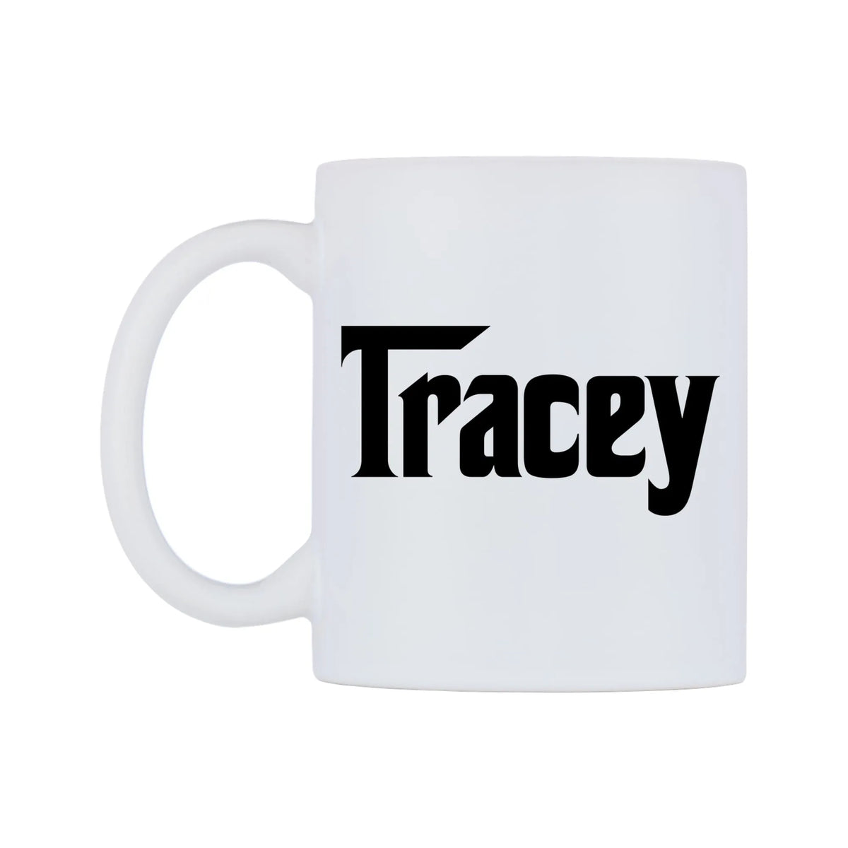 Tracey - Godfather Themed Mug — white 11oz gloss mug, right side, on a white background