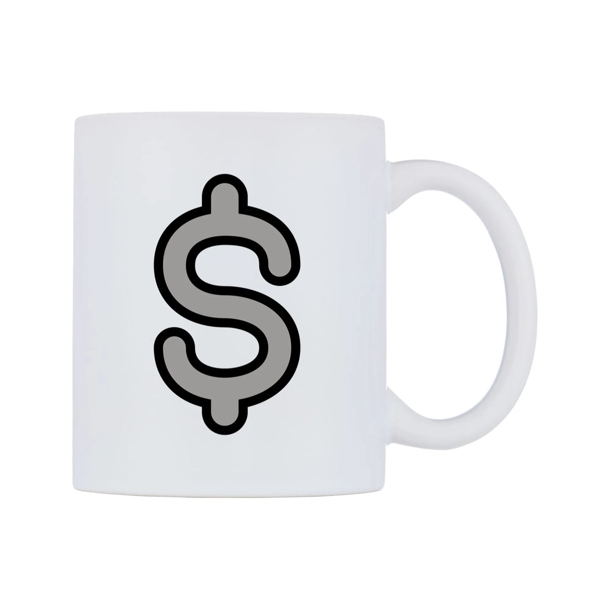 Heavy Dollar Sign Emoji Mug — mug, left side, on a white background