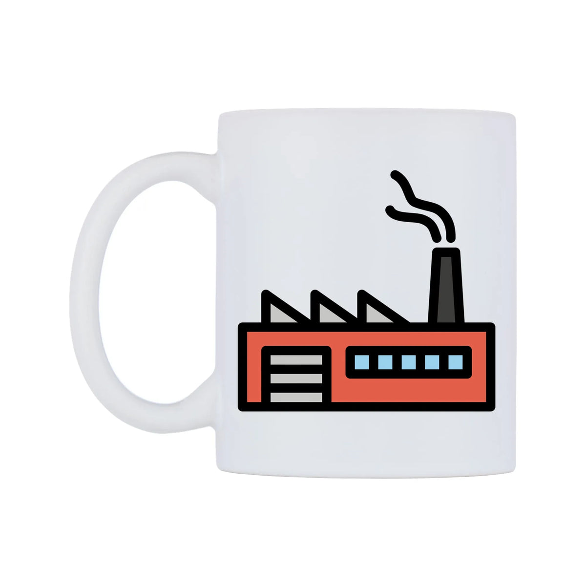 Factory Emoji Mug — mug, right side, on a white background