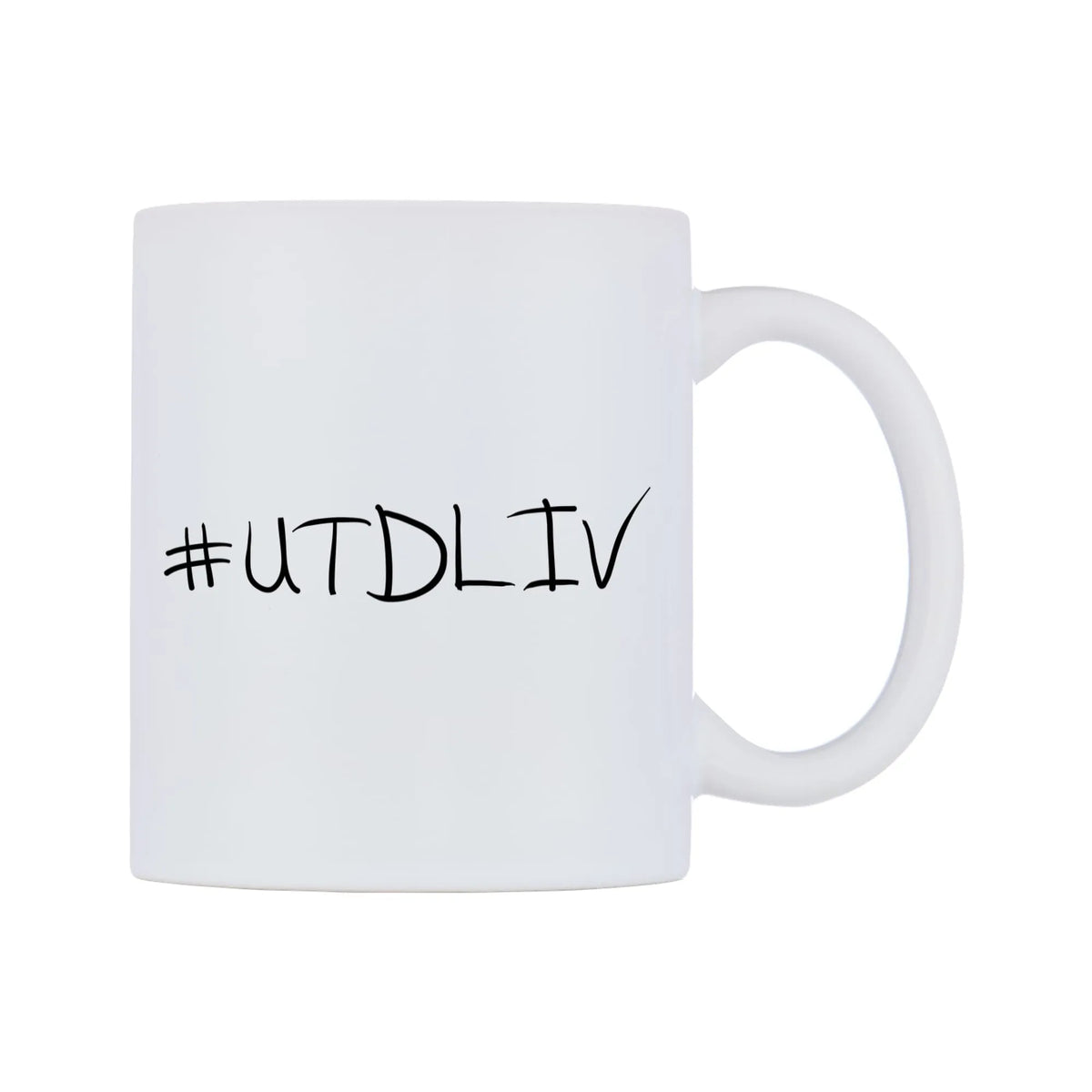 UTDLIV Mug — mug, left side, on a white background