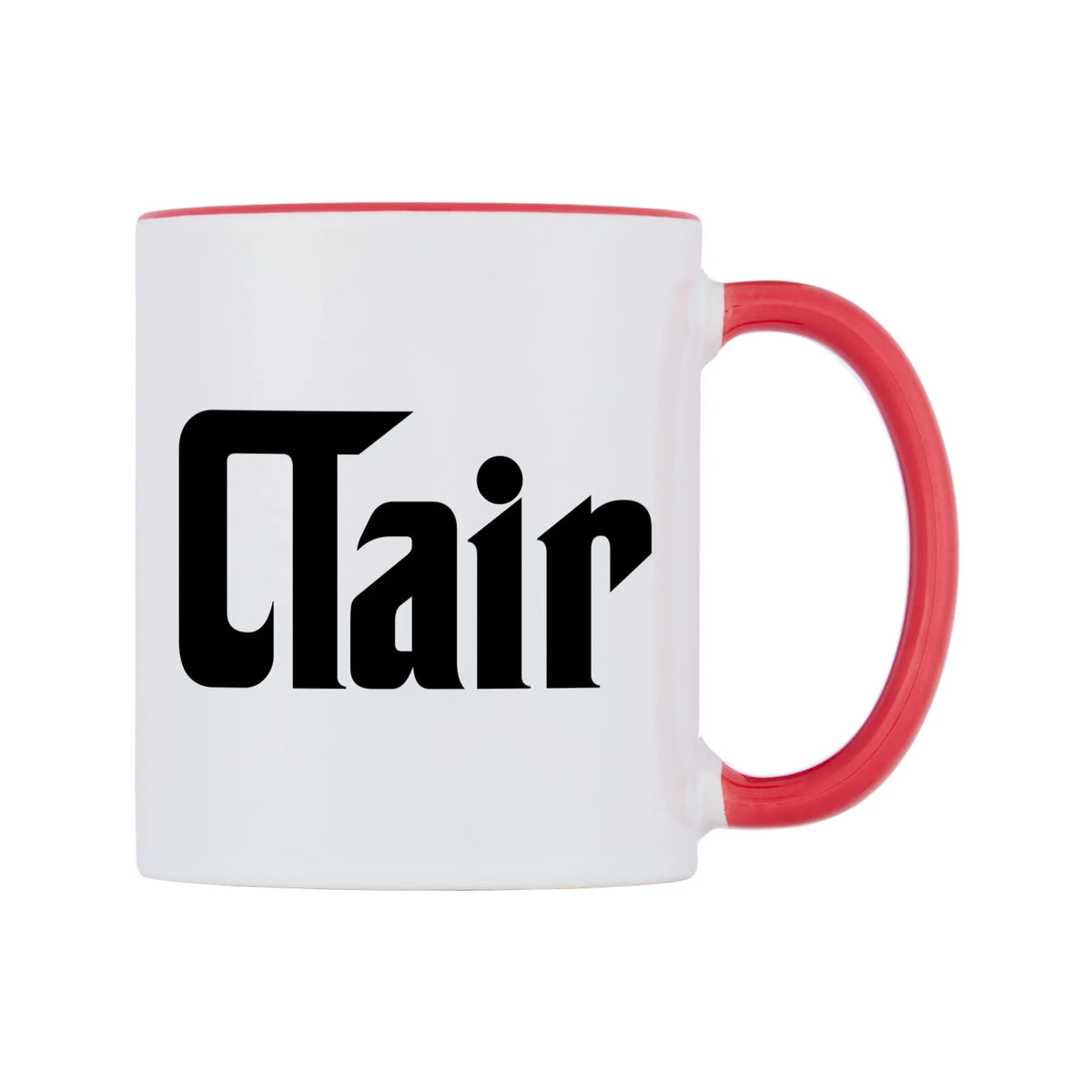 Clair - Godfather Themed Mug — white 11oz gloss mug with a red inside and handle, left side, on a white background
