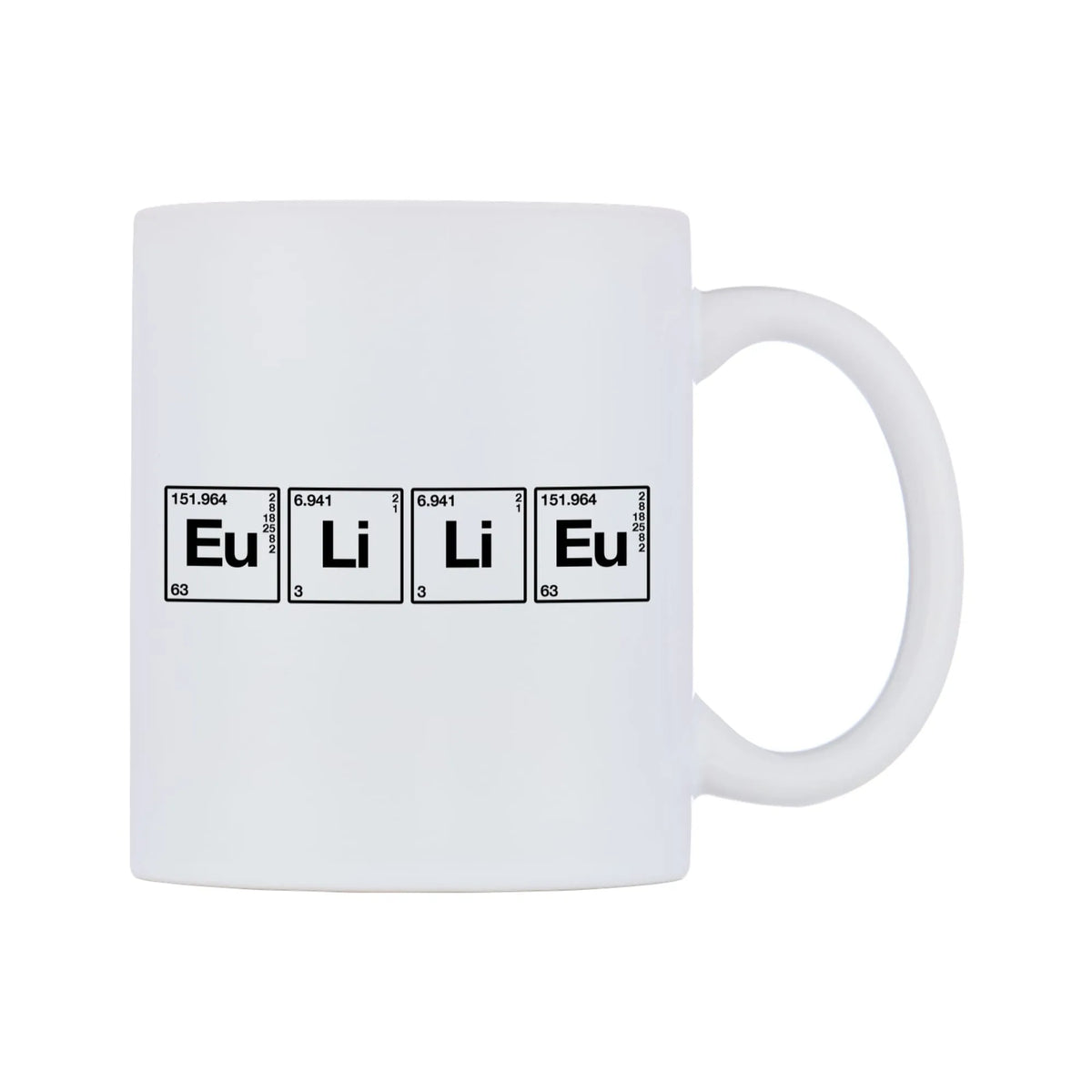 Elle - Chemistry Themed Mug — mug, left side, on a white background