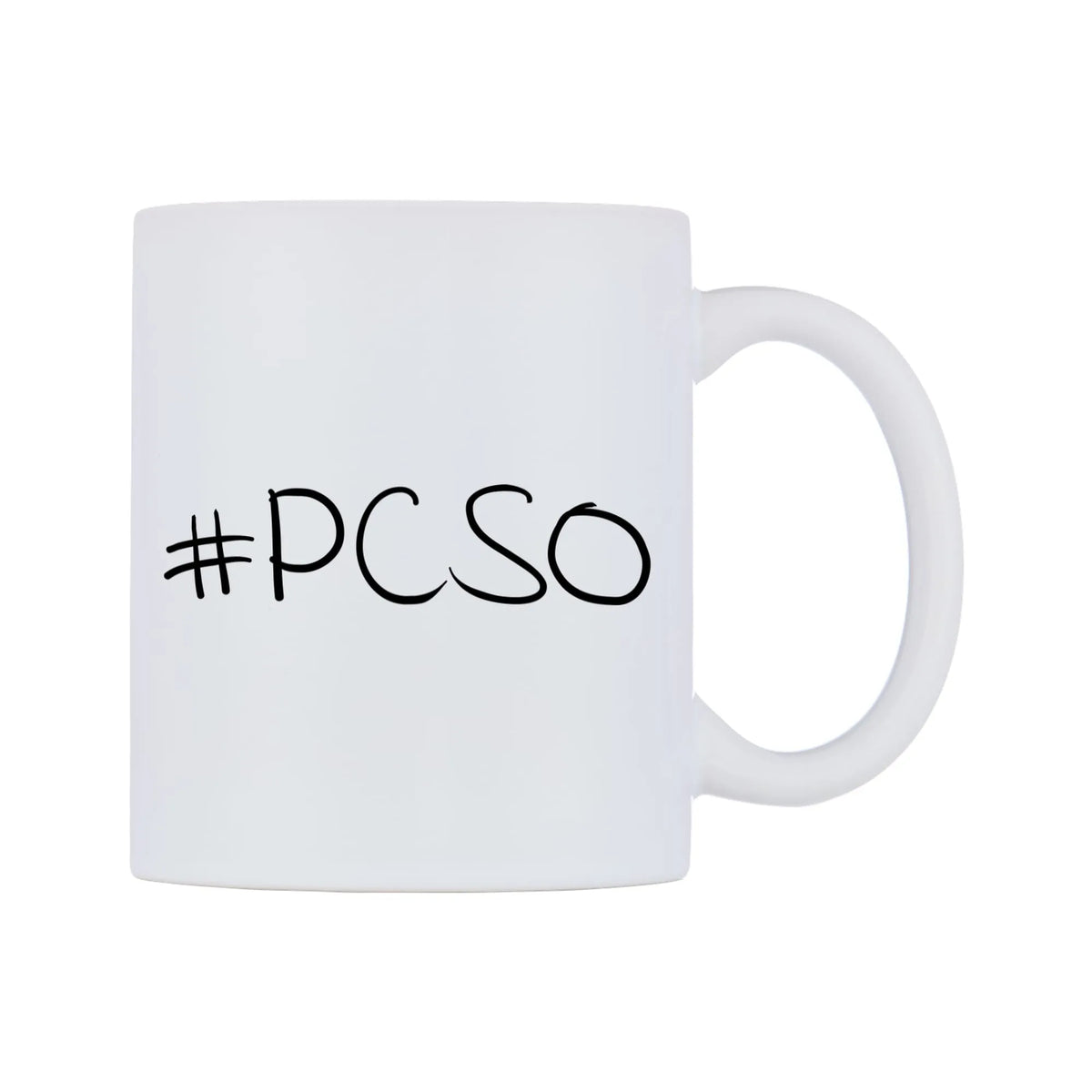 PCSO Mug — mug, left side, on a white background