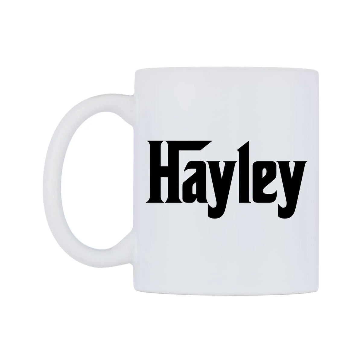 Hayley - Godfather Themed Mug — mug, right side, on a white background