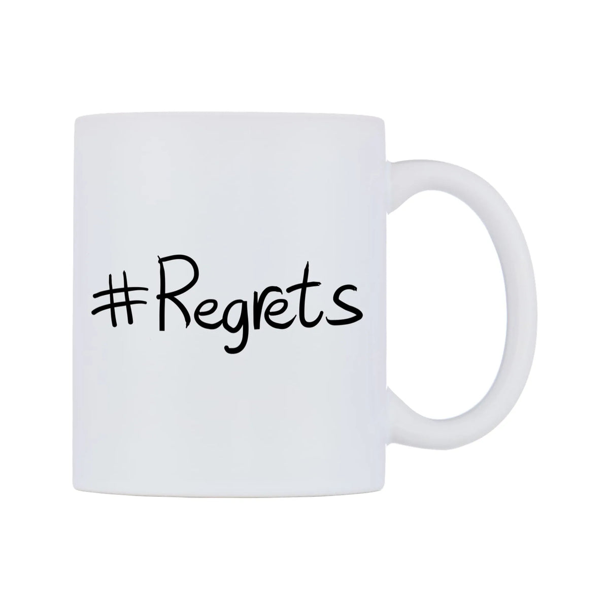 Regrets Mug — mug, left side, on a white background