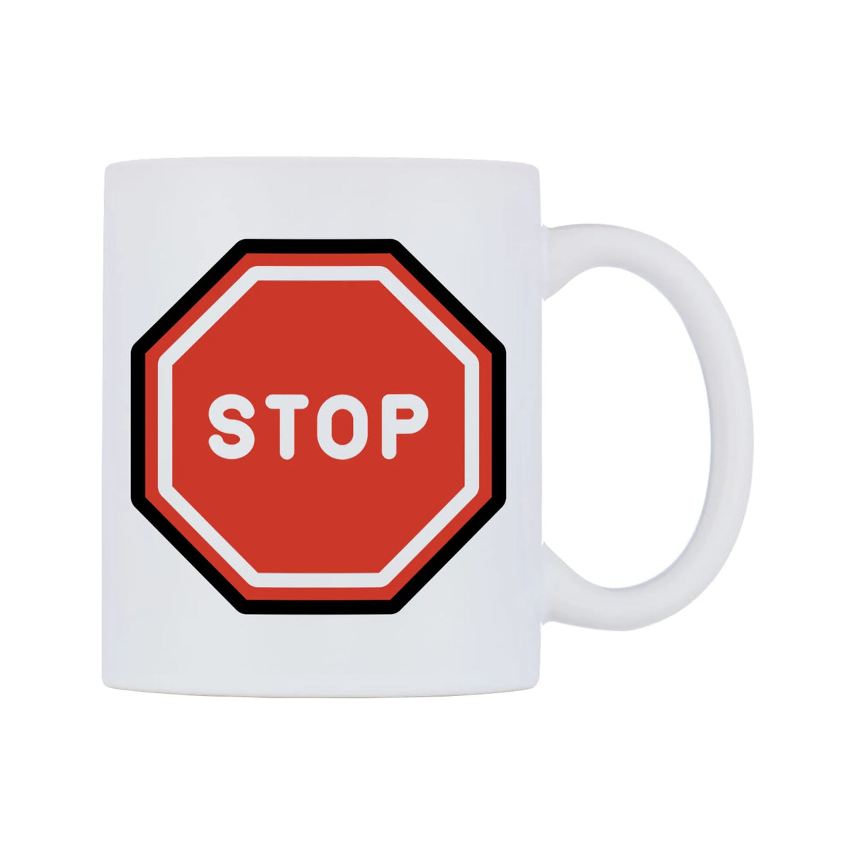 Stop Sign Emoji Mug — mug, left side, on a white background