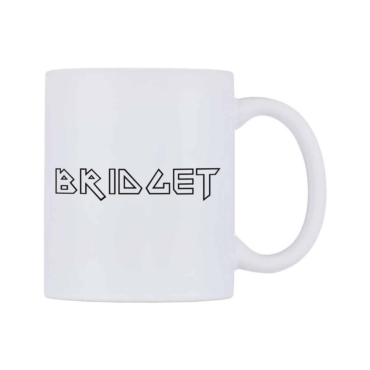 Bridget - Iron Maiden Themed Mug — white 11oz gloss mug, left side, on a white background