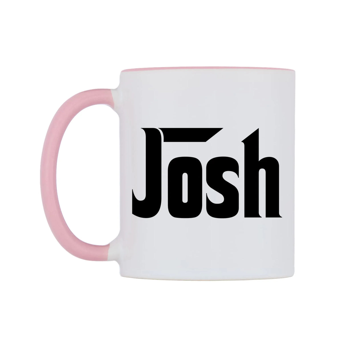 Josh - Godfather Themed Mug — white 11oz gloss mug with a pink inside and handle, right side, on a white background
