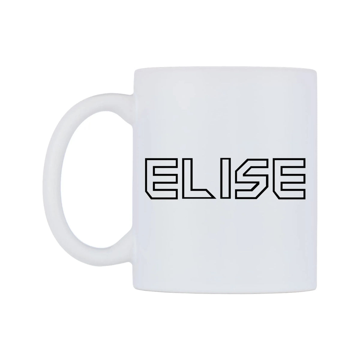 Elise - Iron Maiden Themed Mug — white 11oz gloss mug, right side, on a white background
