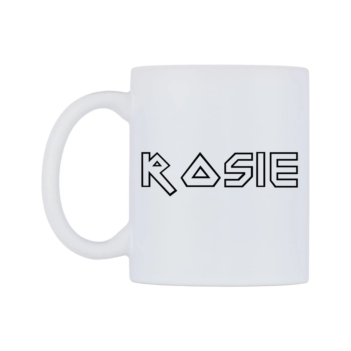 Rosie - Iron Maiden Themed Mug — white 11oz gloss mug, right side, on a white background