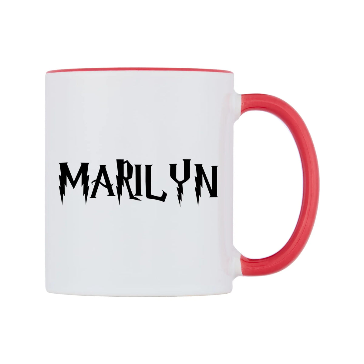 Marilyn - Wizard Themed Mug — white 11oz gloss mug with a red inside and handle, left side, on a white background