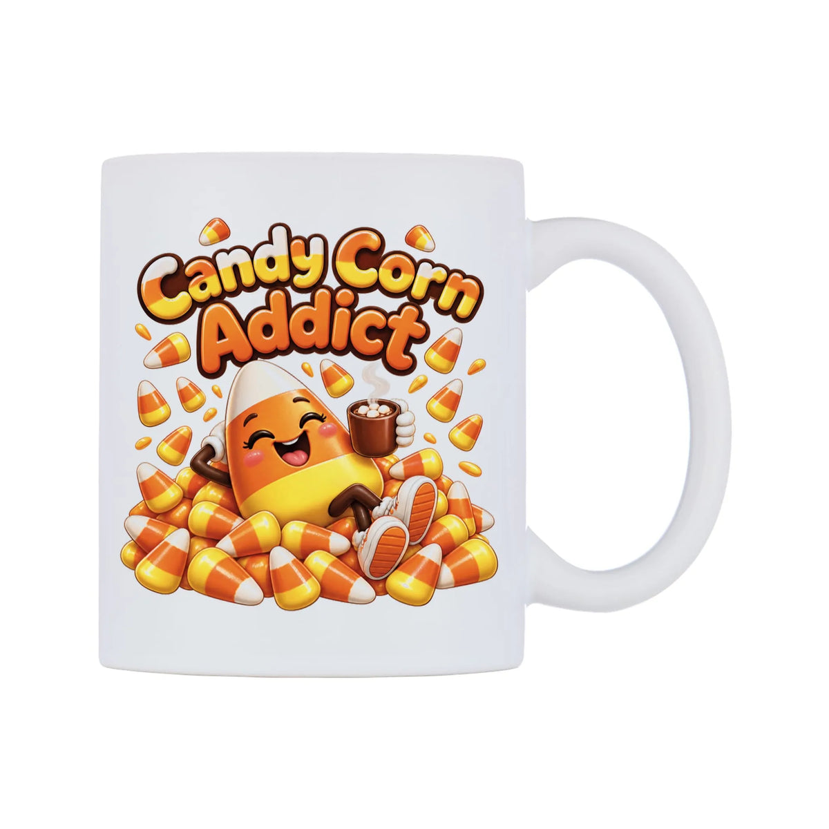 Candy Corn Addict Mug — mug, left side, on a white background