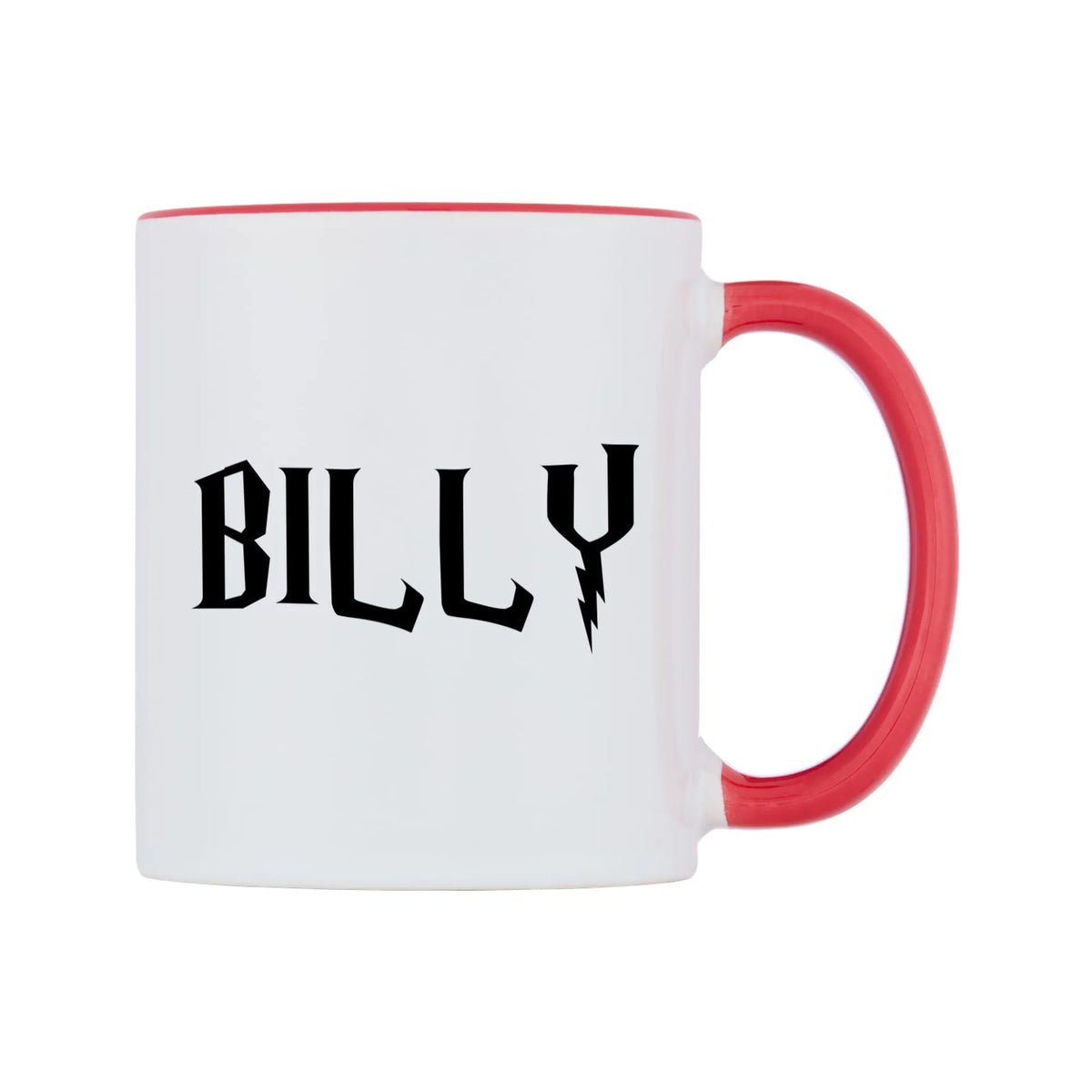 Billy - Wizard Themed Mug — white 11oz gloss mug with a red inside and handle, left side, on a white background