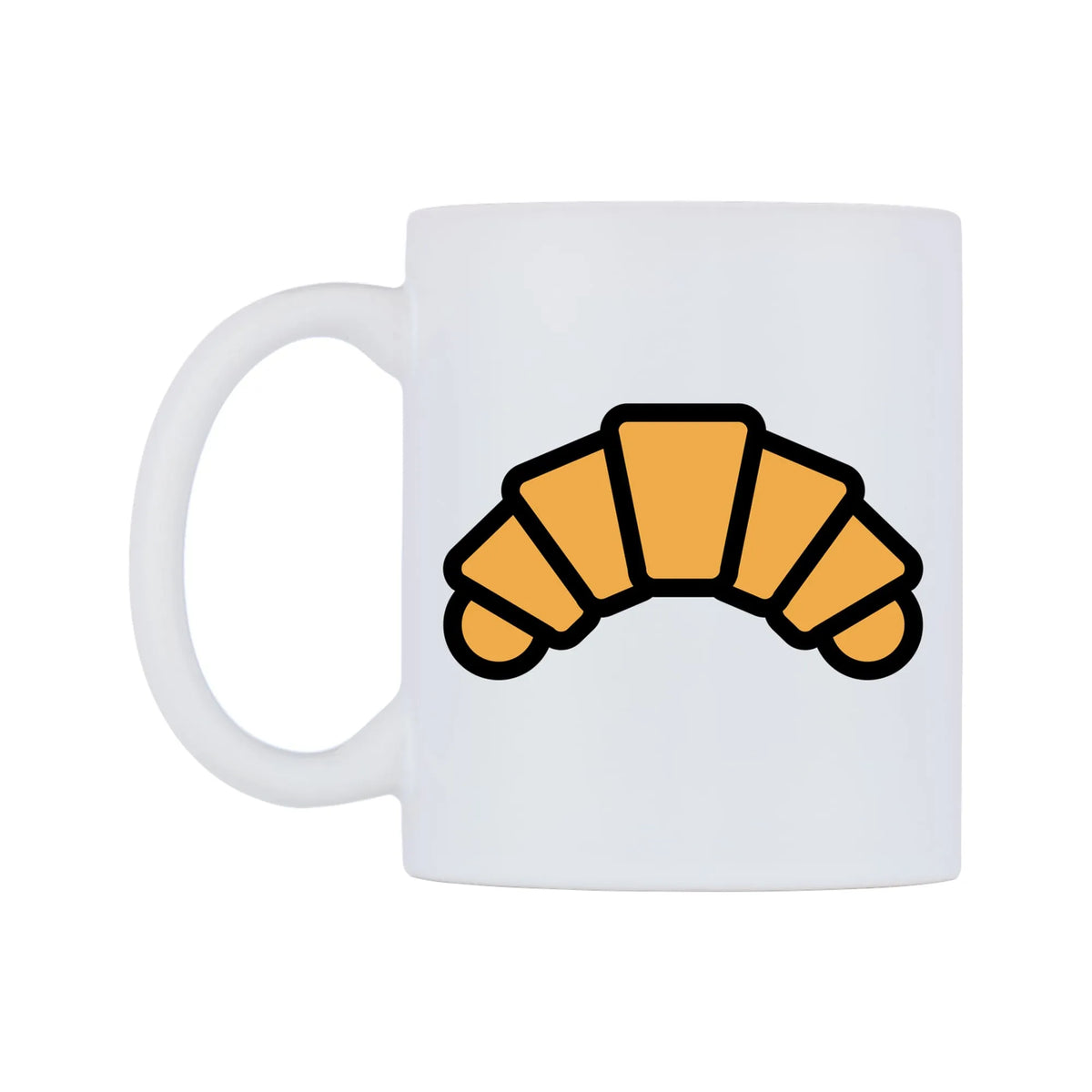 Croissant Emoji Mug — mug, right side, on a white background