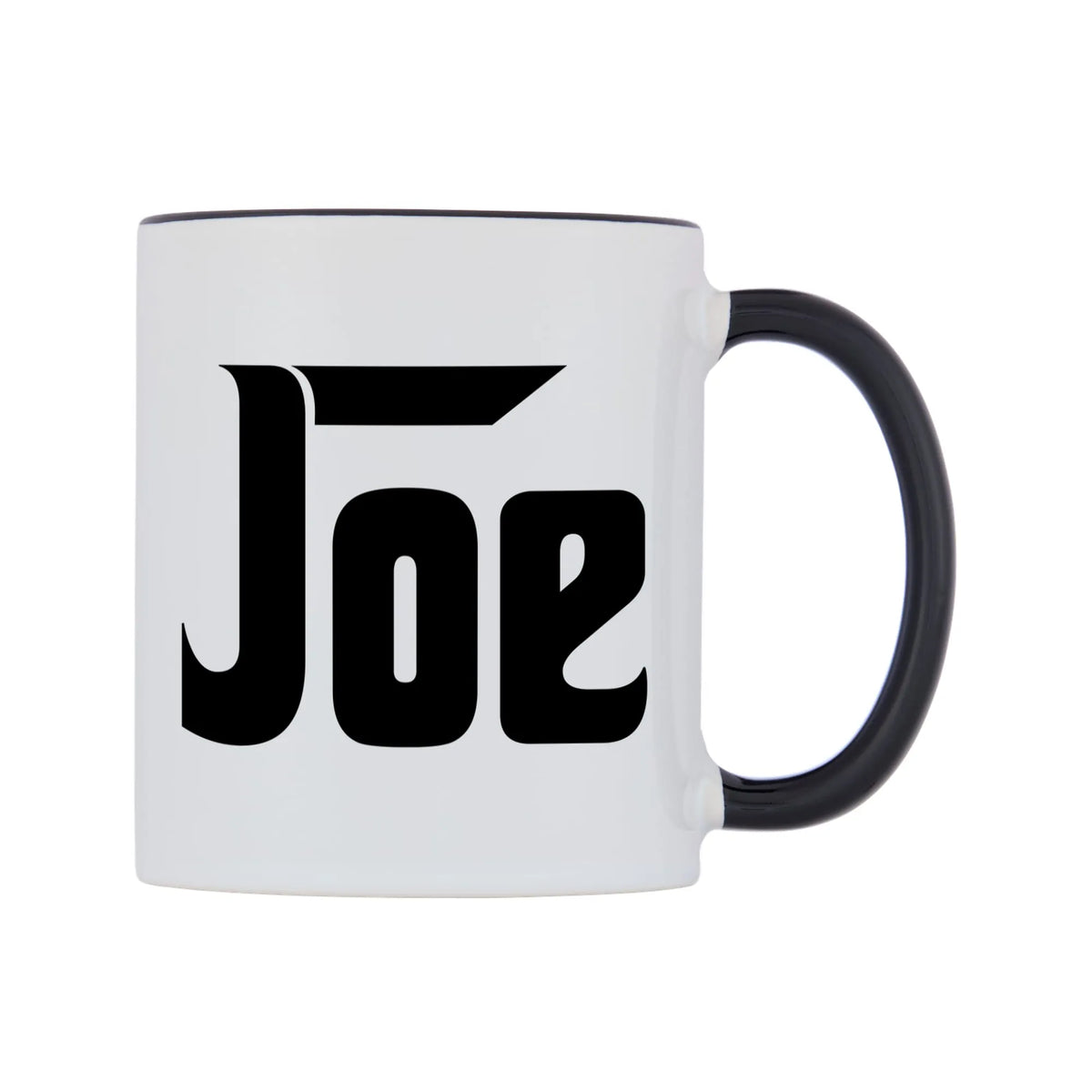 Joe - Godfather Themed Mug — white 11oz gloss mug with a black inside and handle, left side, on a white background