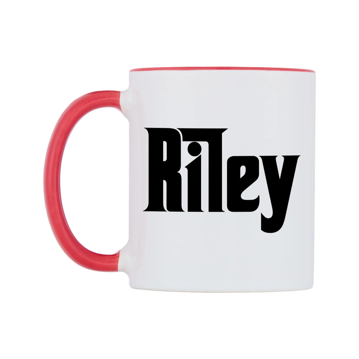 Riley - Godfather Themed Mug — white 11oz gloss mug with a red inside and handle, right side, on a white background
