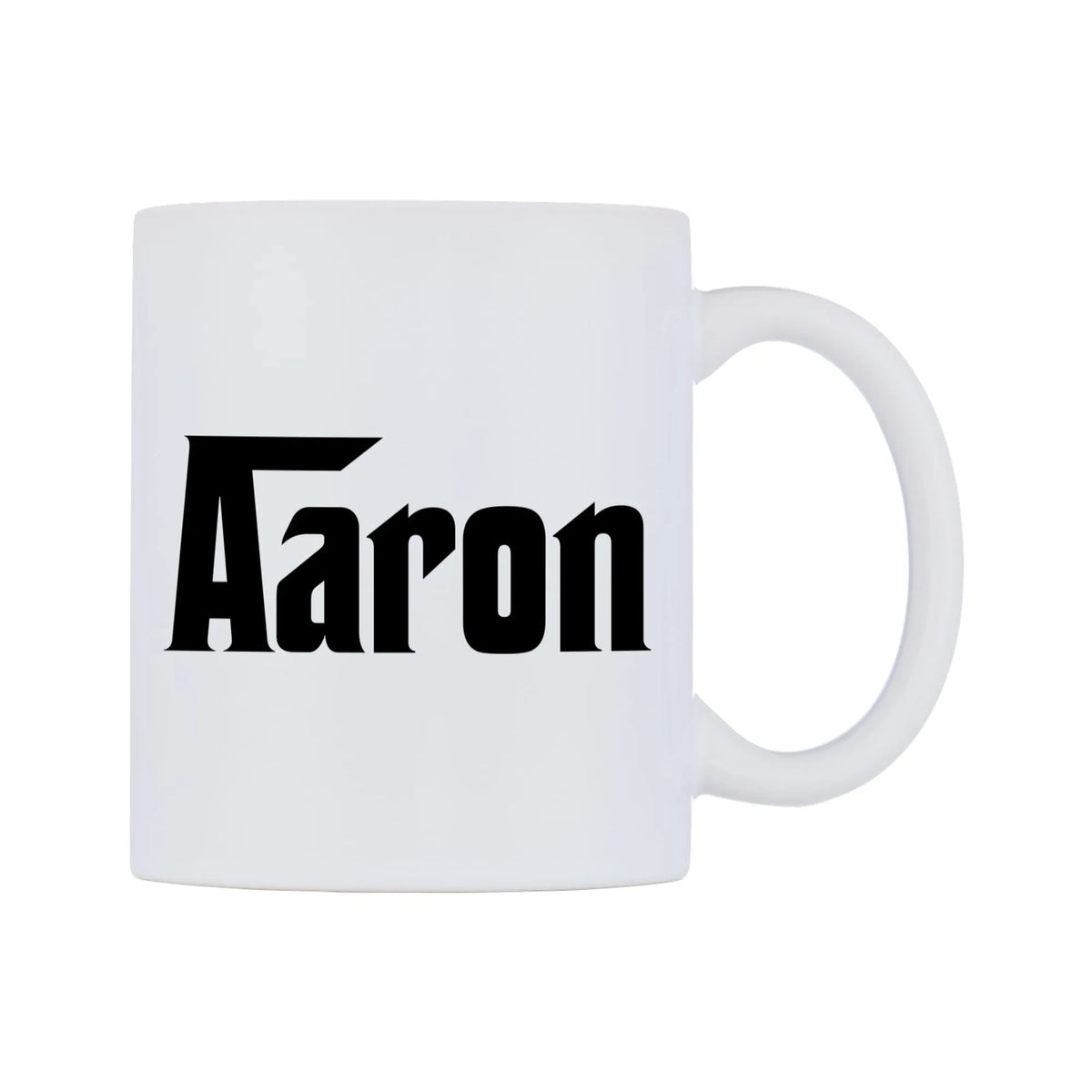 Aaron - Godfather Themed Mug — white 11oz gloss mug, left side, on a white background