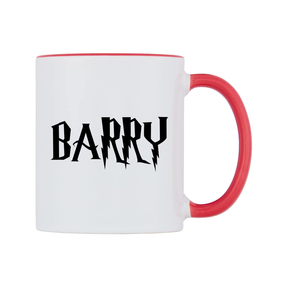 Barry - Wizard Themed Mug — white 11oz gloss mug with a red inside and handle, left side, on a white background