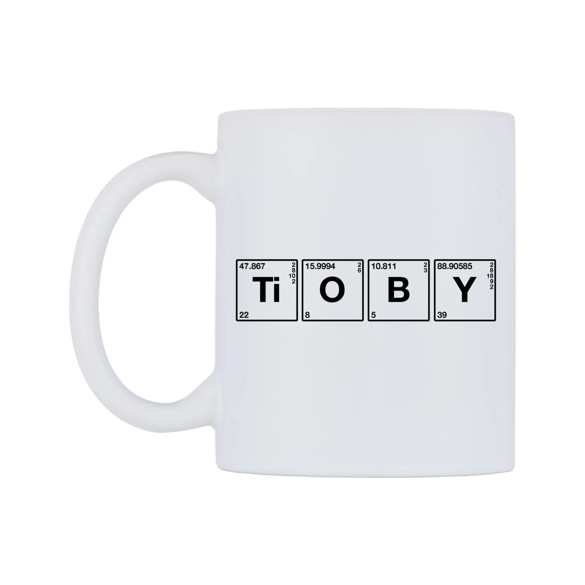 Toby - Chemistry Themed Mug — mug, right side, on a white background