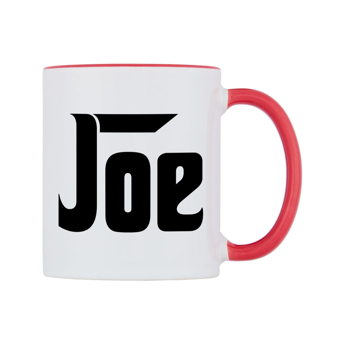 Joe - Godfather Themed Mug — white 11oz gloss mug with a red inside and handle, left side, on a white background