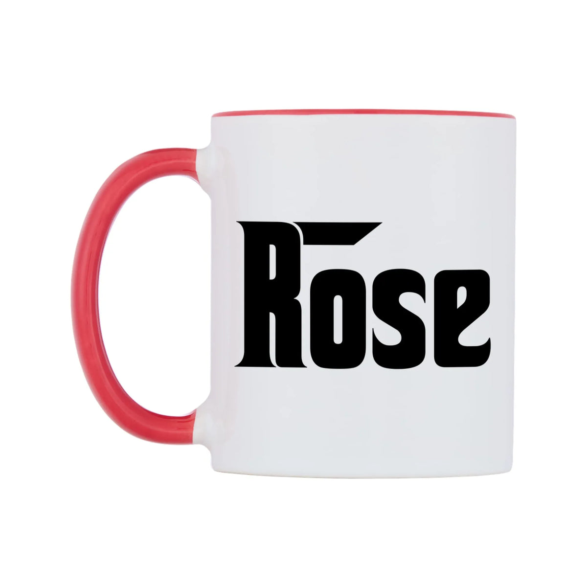 Rose - Godfather Themed Mug — white 11oz gloss mug with a red inside and handle, right side, on a white background