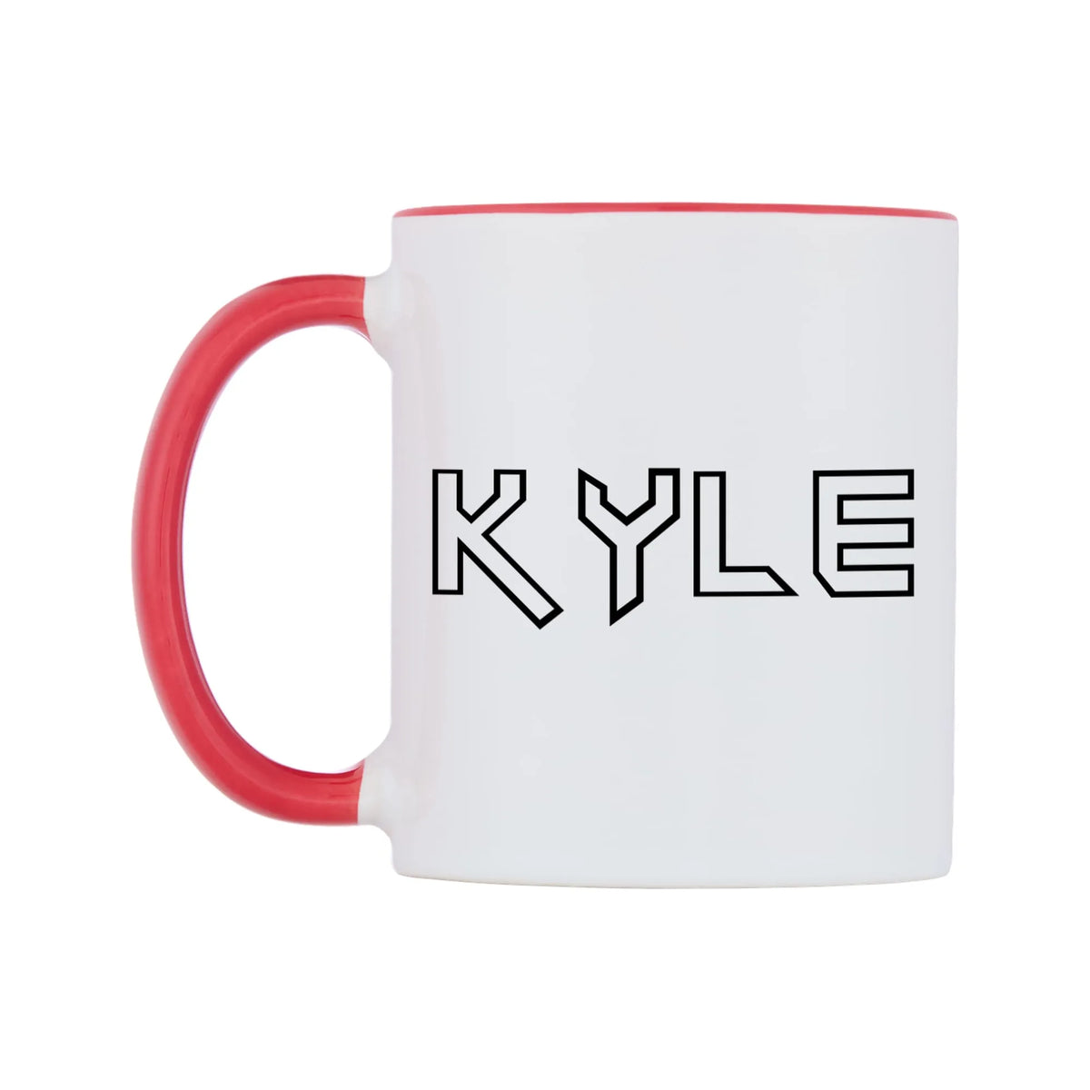 Kyle - Iron Maiden Themed Mug — white 11oz gloss mug with a red inside and handle, right side, on a white background