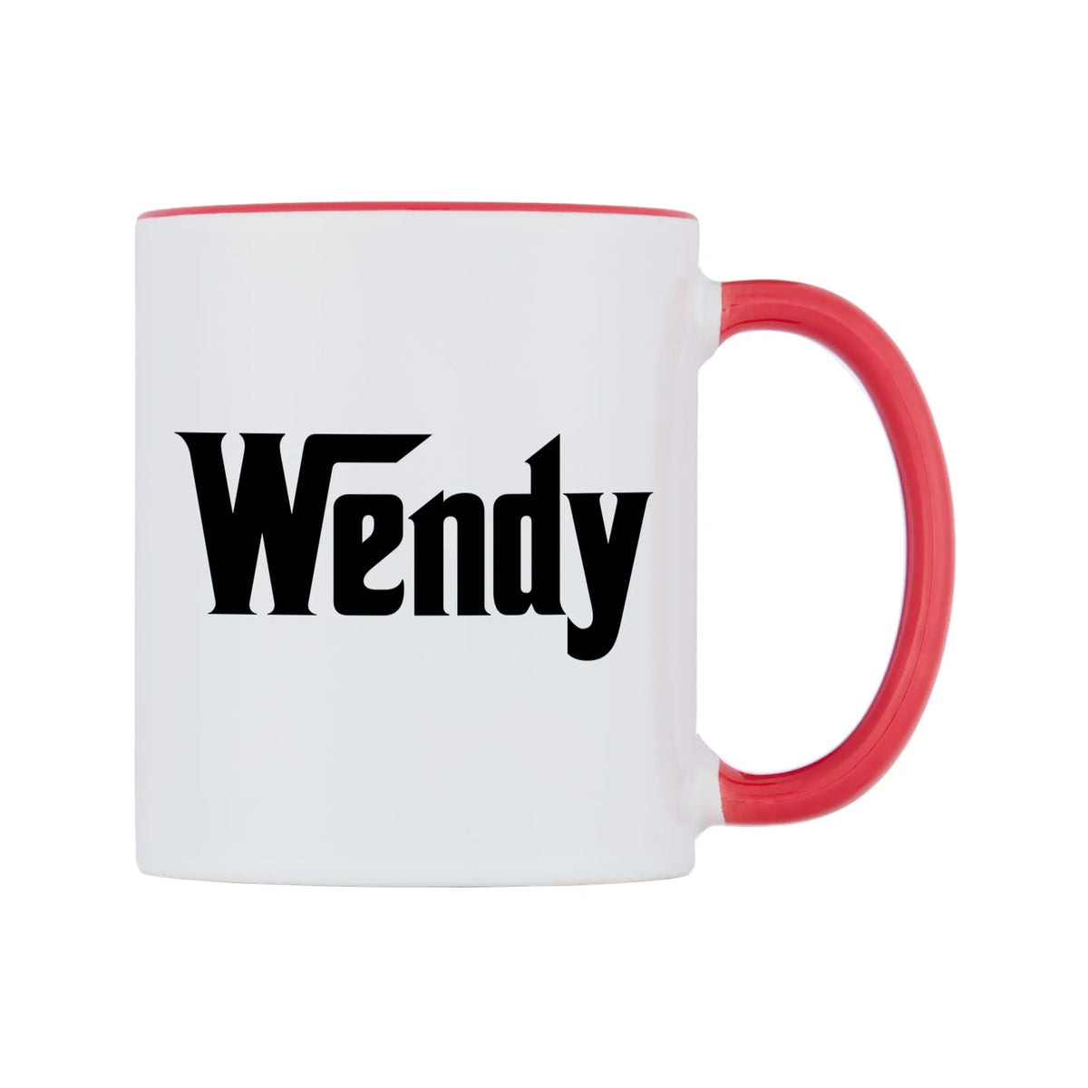 Wendy - Godfather Themed Mug — white 11oz gloss mug with a red inside and handle, left side, on a white background