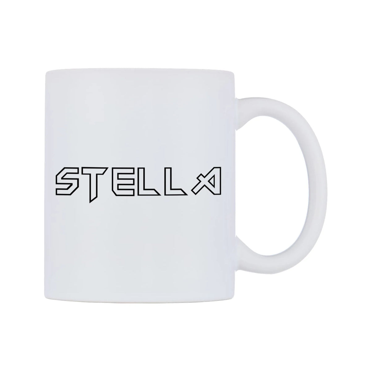 Stella - Iron Maiden Themed Mug — white 11oz gloss mug, left side, on a white background
