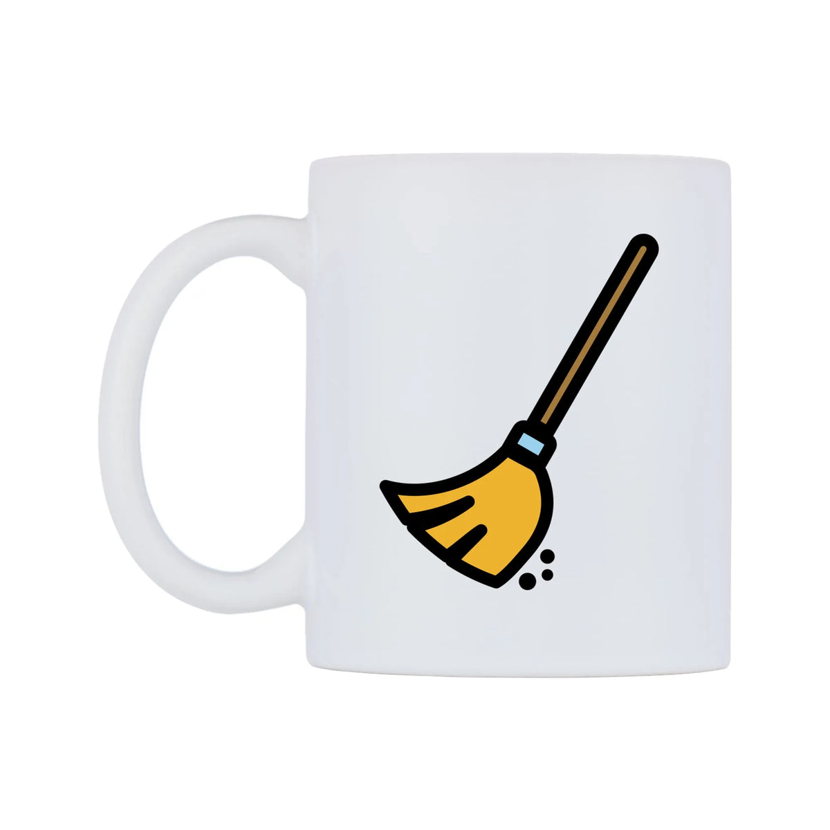 Broom Emoji Mug — mug, right side, on a white background