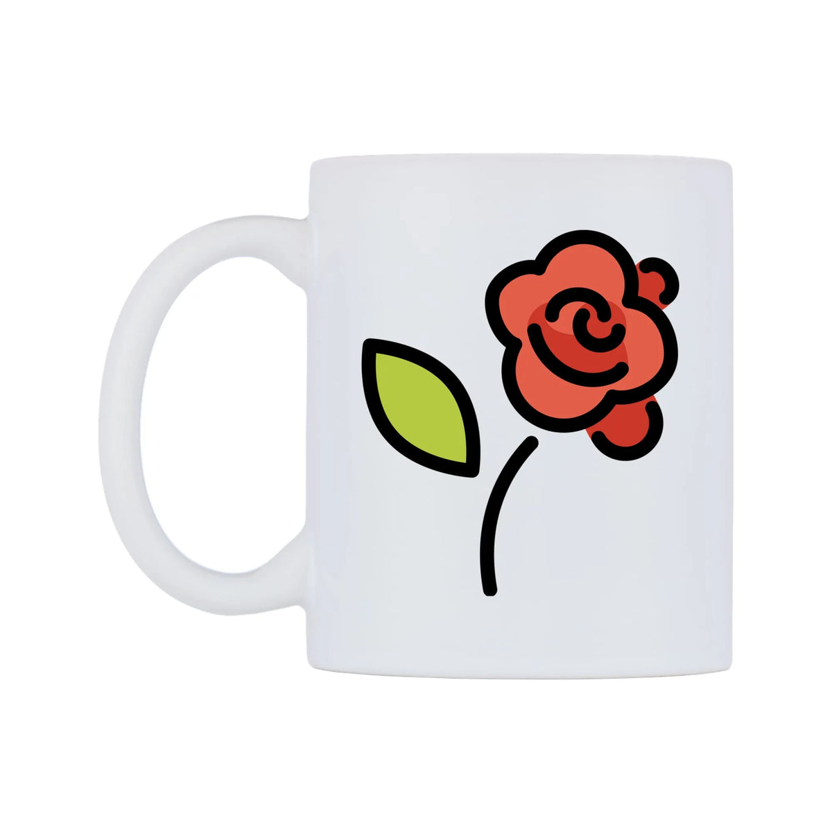 Rose Emoji Mug — mug, right side, on a white background