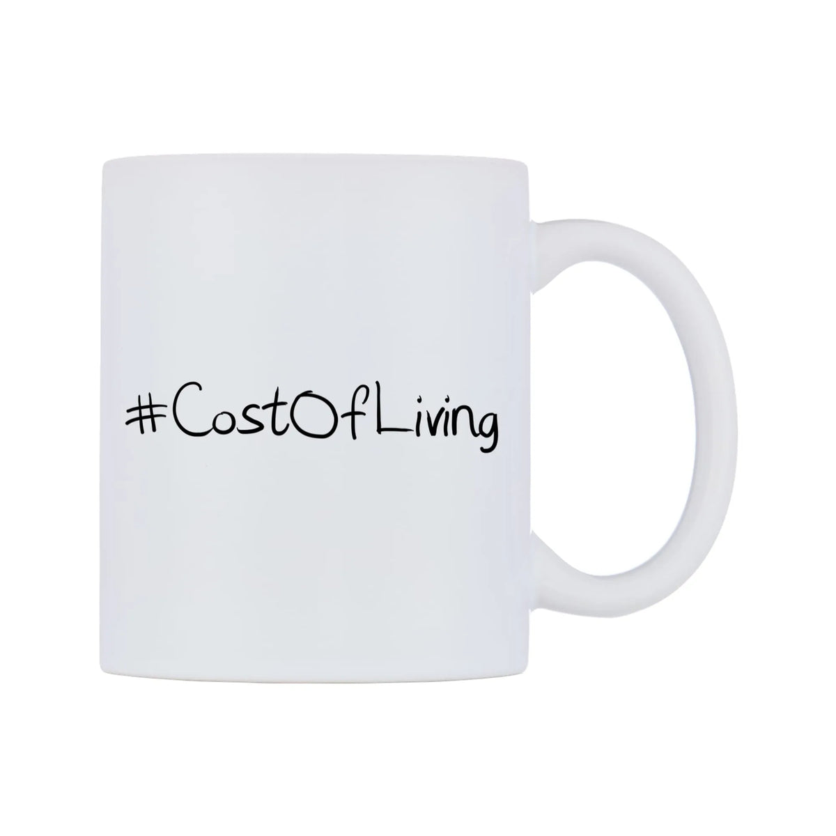 CostOfLiving Mug — mug, left side, on a white background