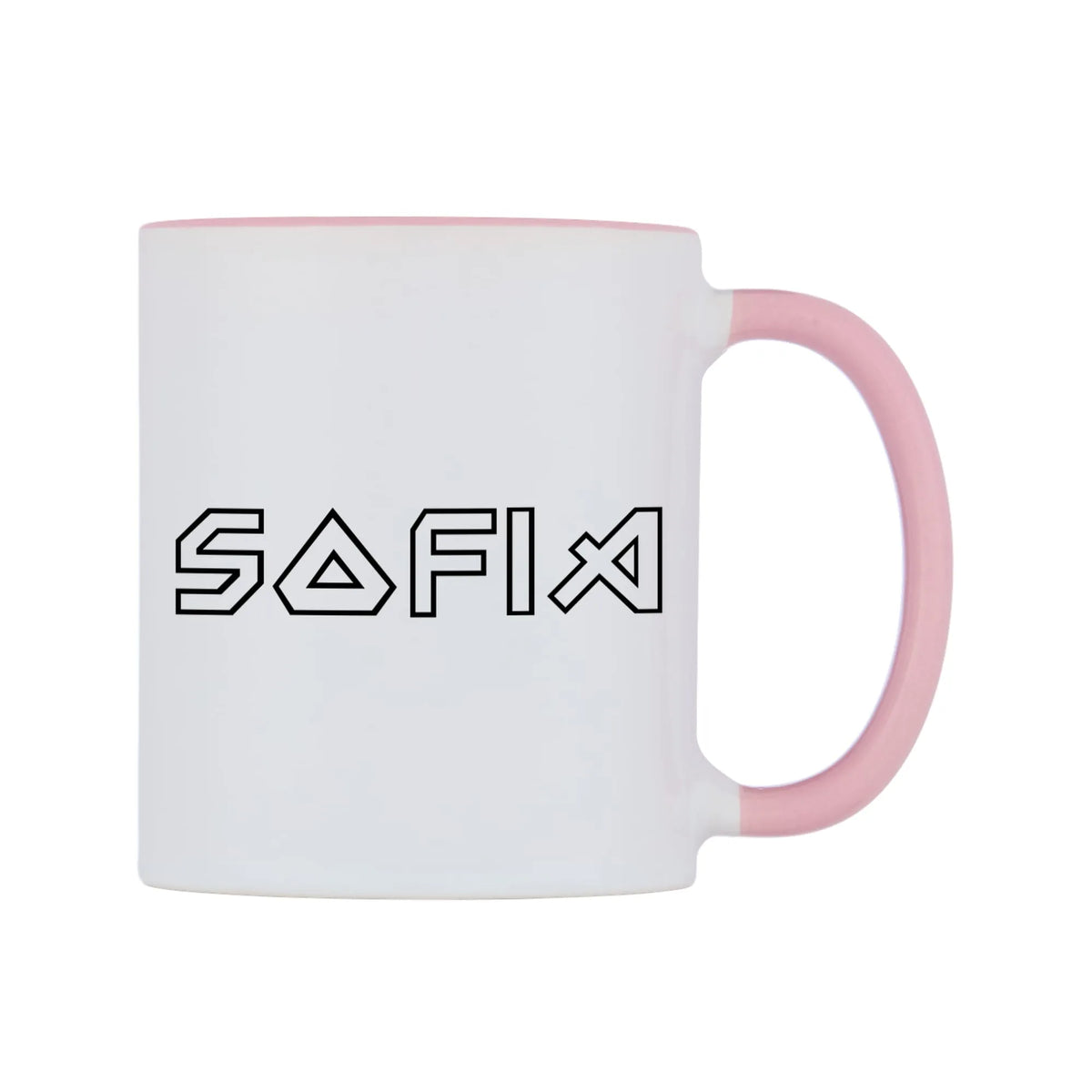 Sofia - Iron Maiden Themed Mug — white 11oz gloss mug with a pink inside and handle, left side, on a white background