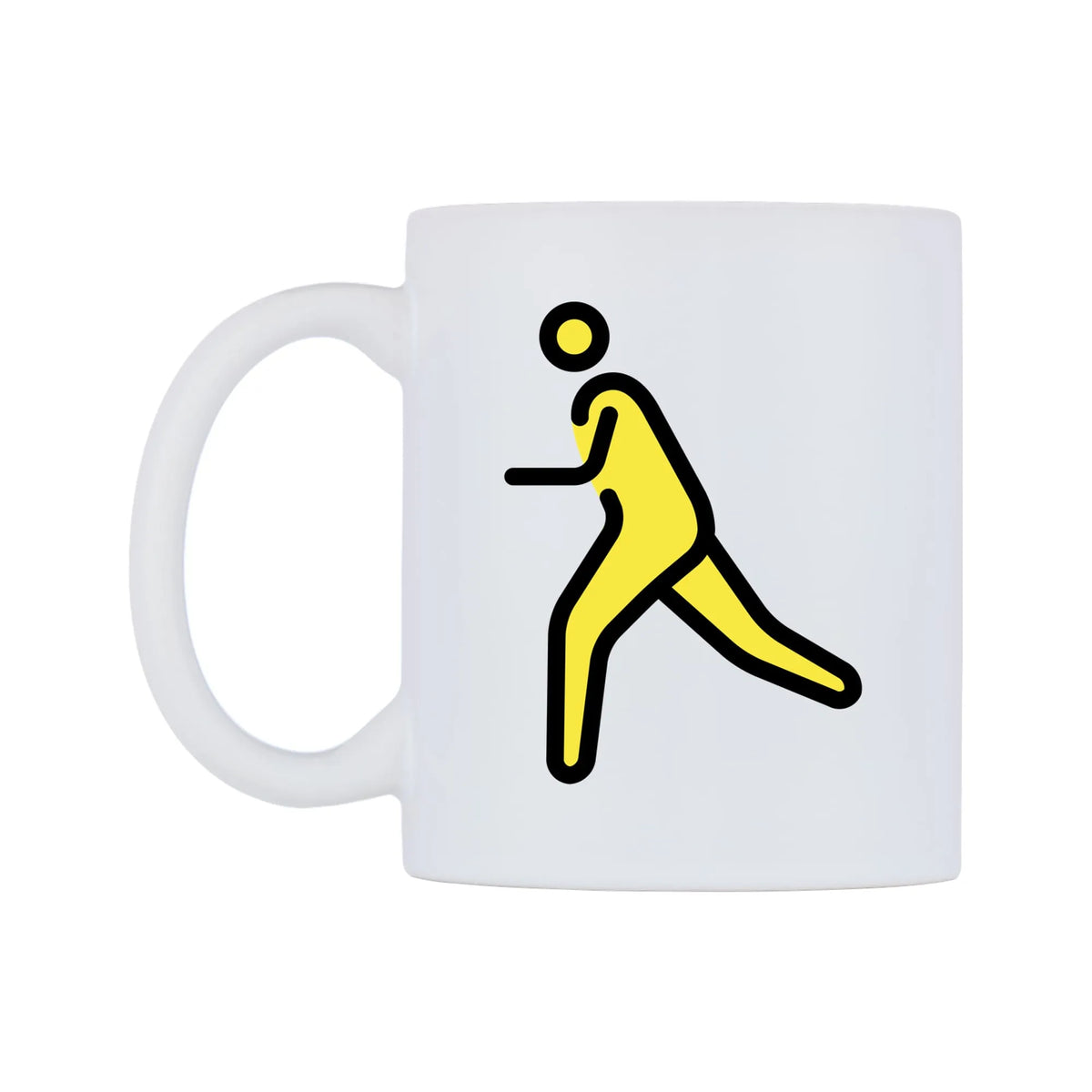 Person Running Emoji Mug — mug, right side, on a white background