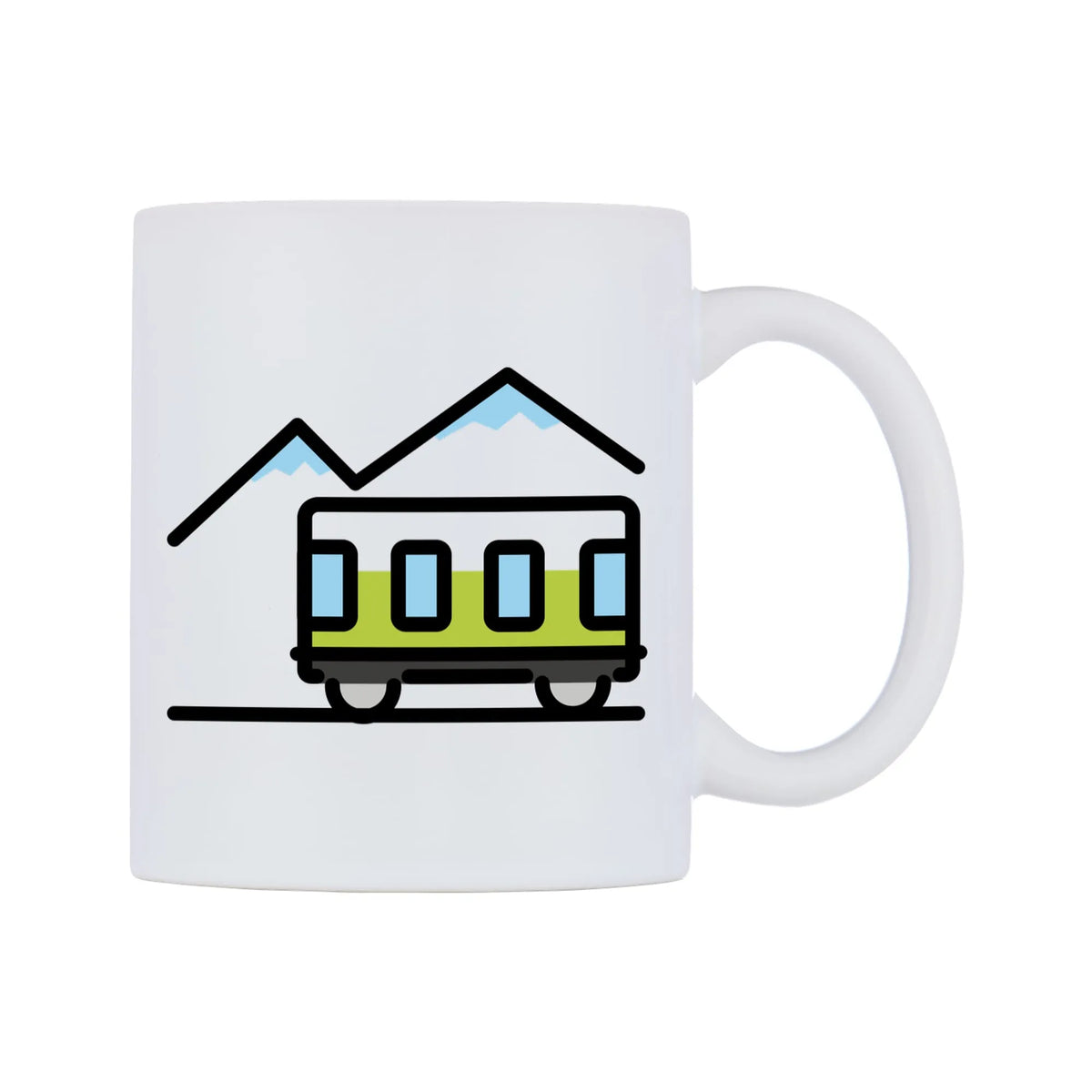 Mountain Railway Emoji Mug — mug, left side, on a white background