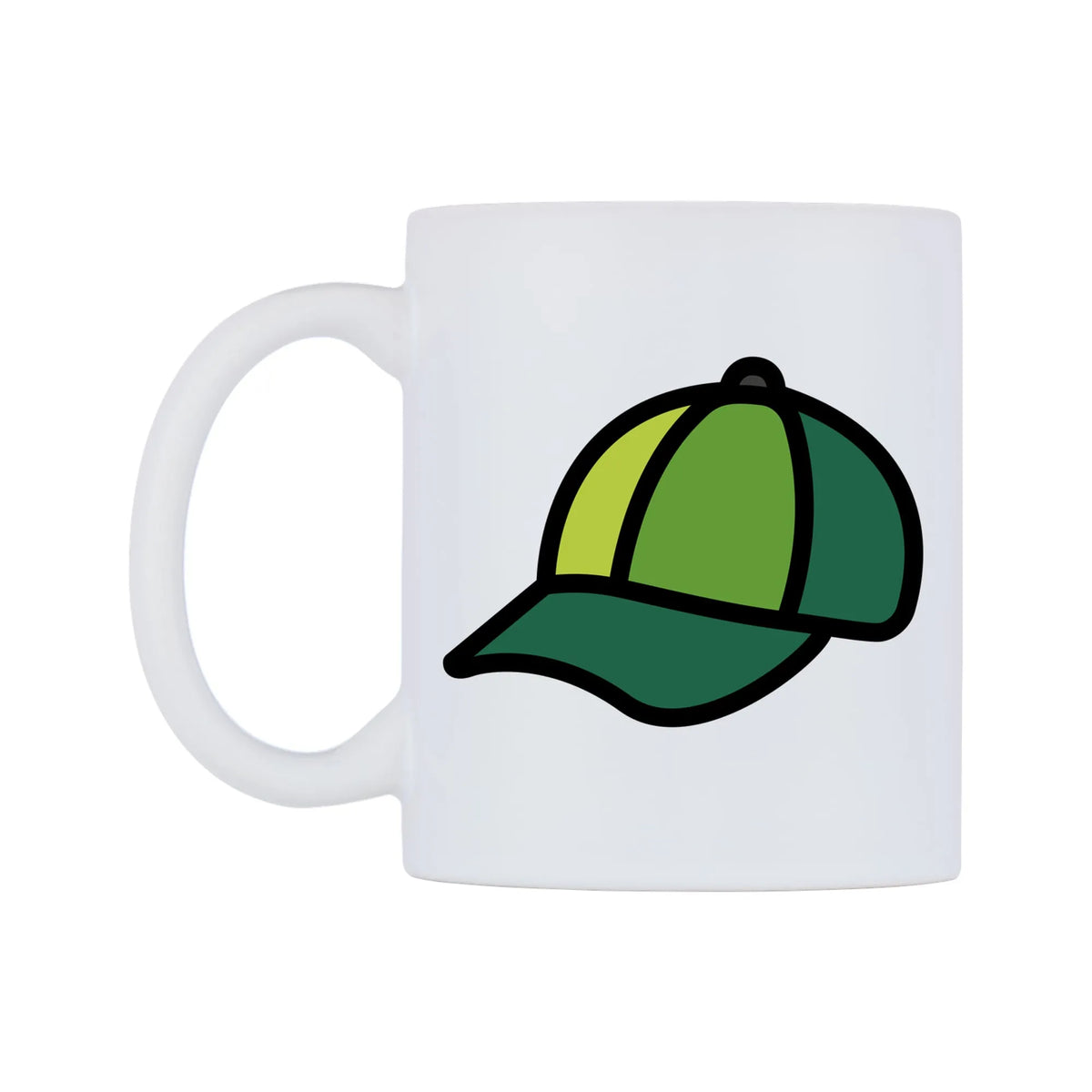 Billed Cap Emoji Mug — mug, right side, on a white background
