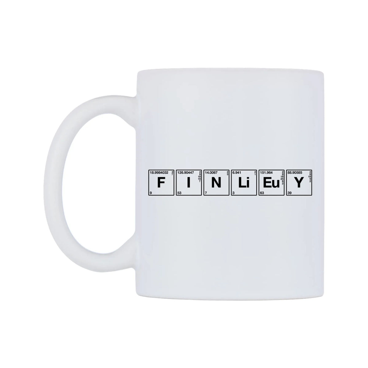 Finley - Chemistry Themed Mug — mug, right side, on a white background