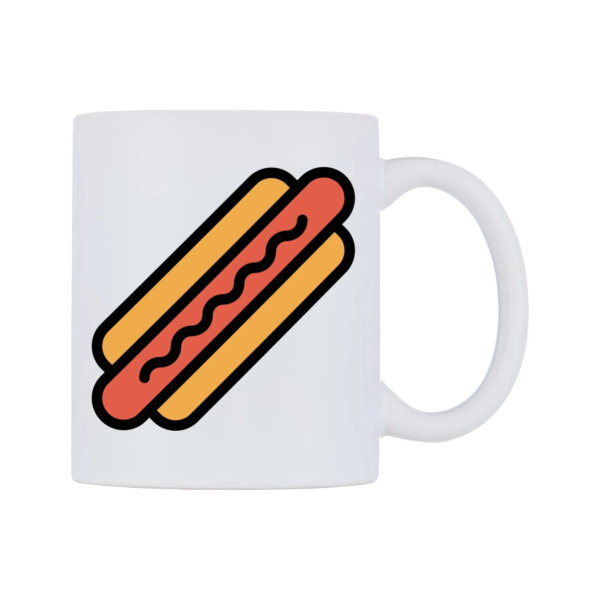 Hot Dog Emoji Mug — mug, left side, on a white background