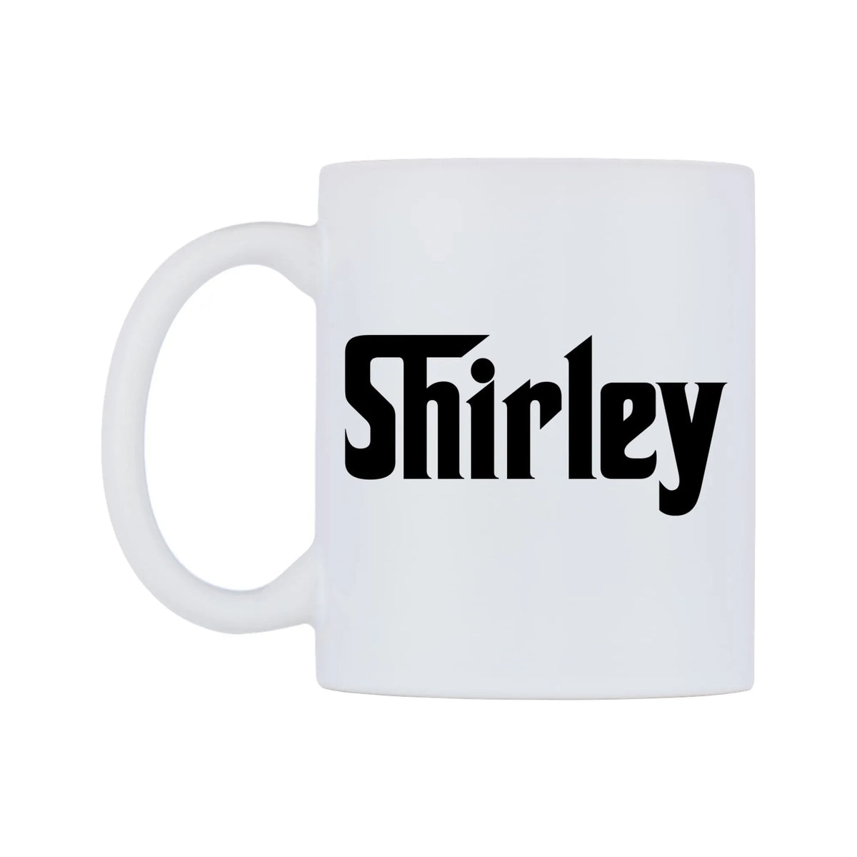 Shirley - Godfather Themed Mug — white 11oz gloss mug, right side, on a white background