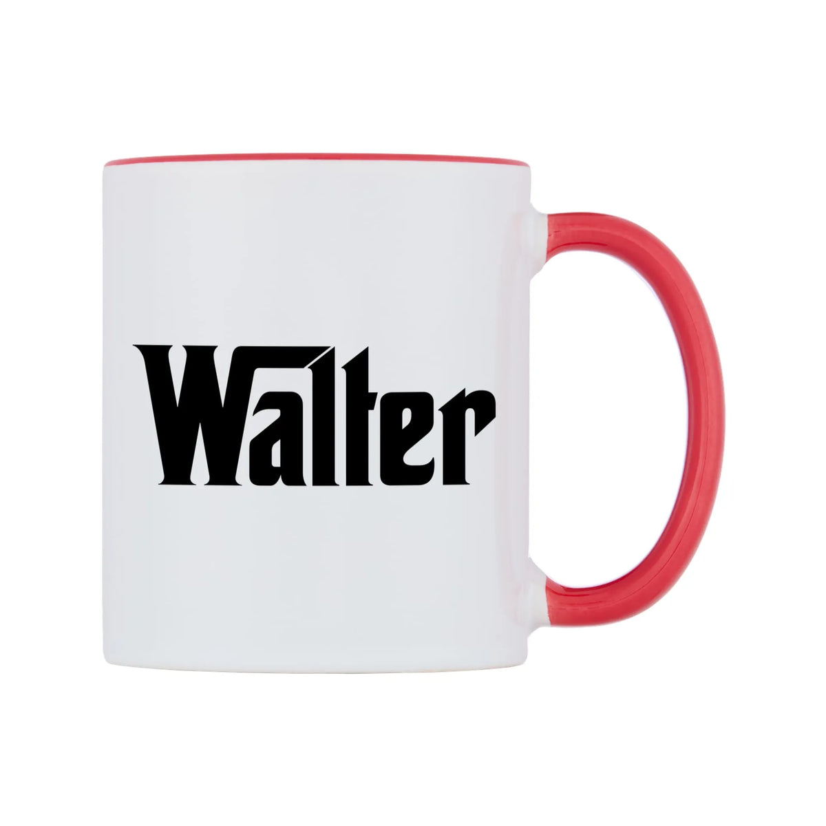 Walter - Godfather Themed Mug — white 11oz gloss mug with a red inside and handle, left side, on a white background