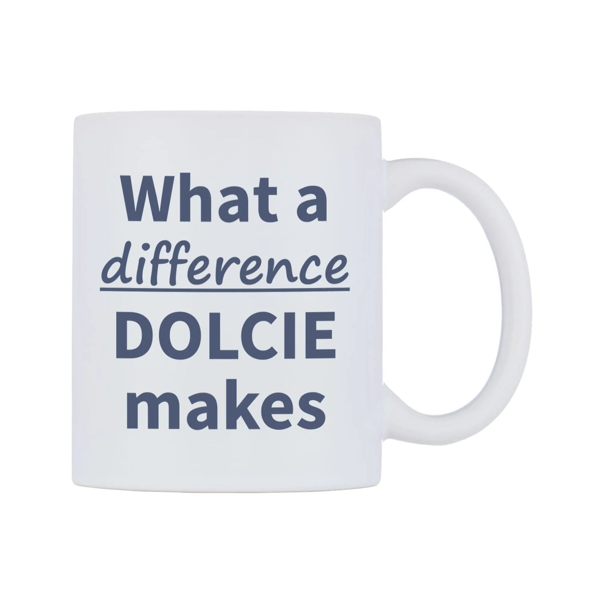 What a difference DOLCIE makes Mug — mug, left side, on a white background