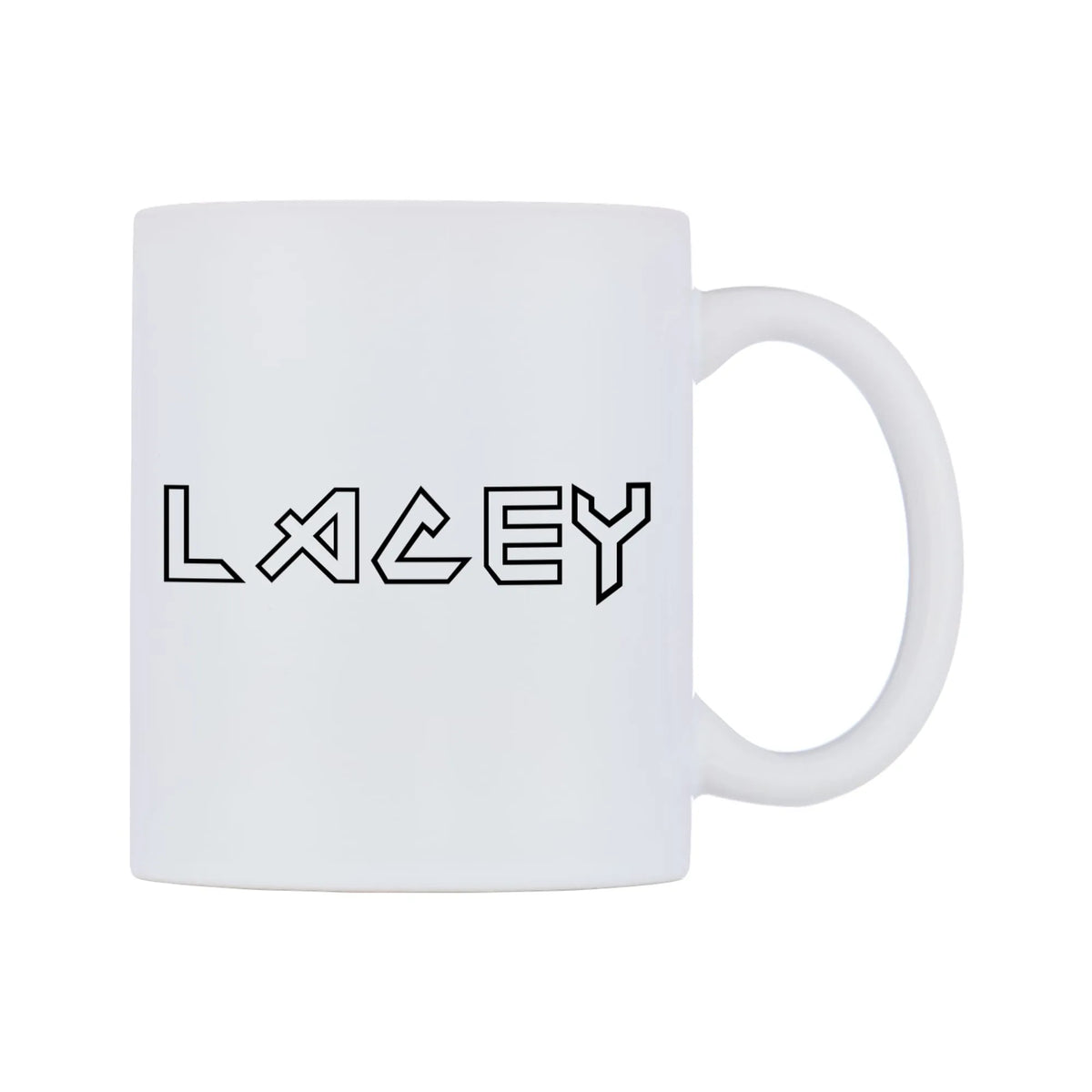 Lacey - Iron Maiden Themed Mug — white 11oz gloss mug, left side, on a white background