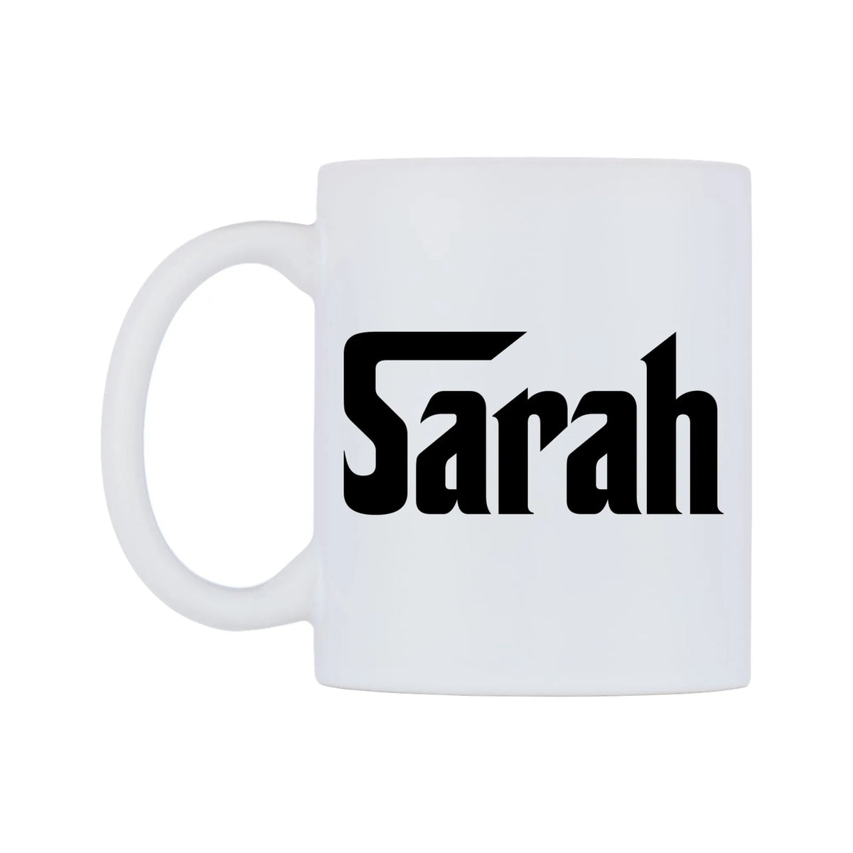 Sarah - Godfather Themed Mug — white 11oz gloss mug, right side, on a white background