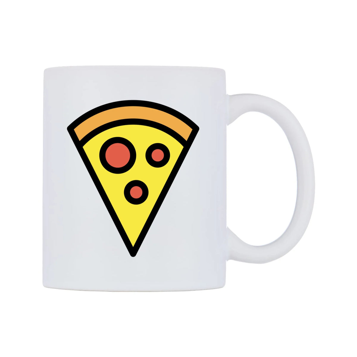 Pizza Emoji Mug — mug, left side, on a white background