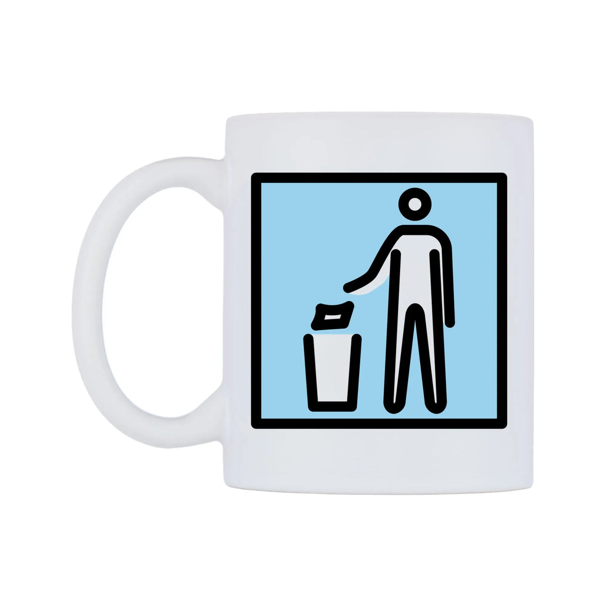 Litter In Bin Sign Emoji Mug — mug, right side, on a white background