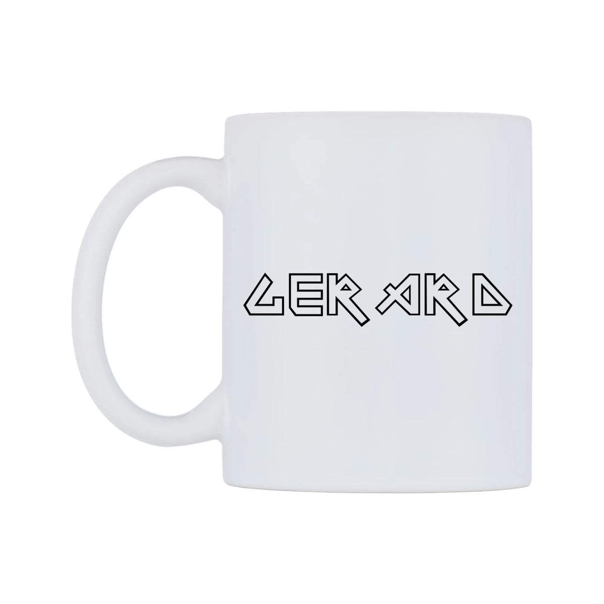 Gerard - Iron Maiden Themed Mug — white 11oz gloss mug, right side, on a white background