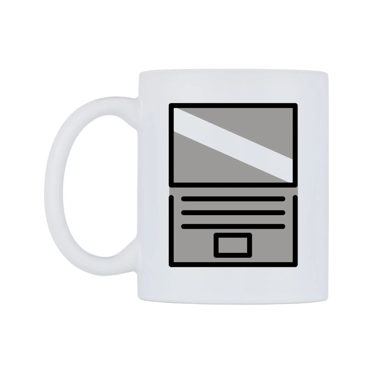 Laptop Emoji Mug — mug, right side, on a white background