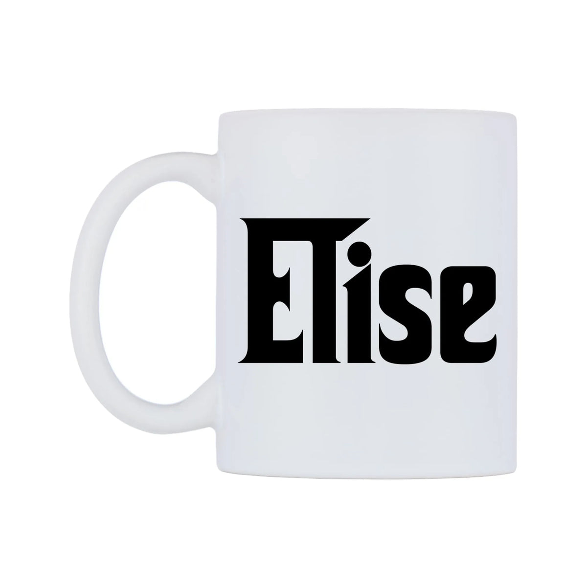 Elise - Godfather Themed Mug — white 11oz gloss mug, right side, on a white background