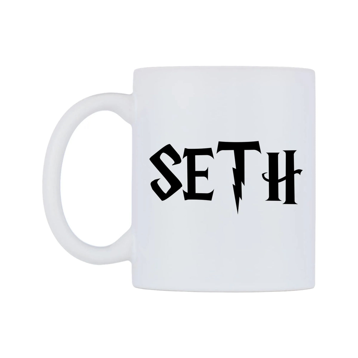 Seth - Wizard Themed Mug — white 11oz gloss mug, right side, on a white background