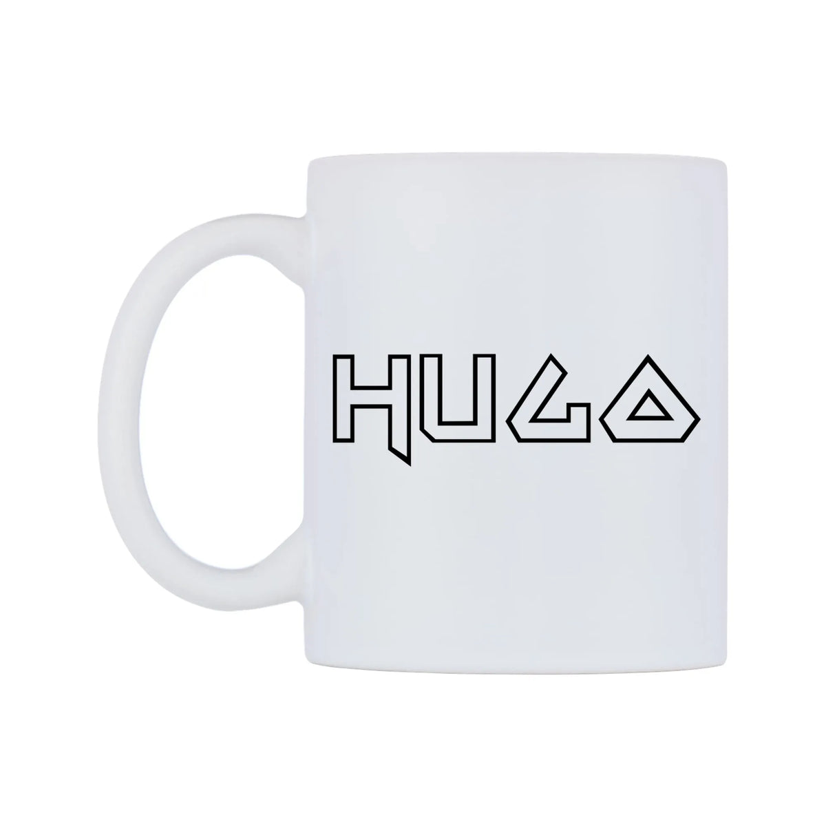 Hugo - Iron Maiden Themed Mug — white 11oz gloss mug, right side, on a white background